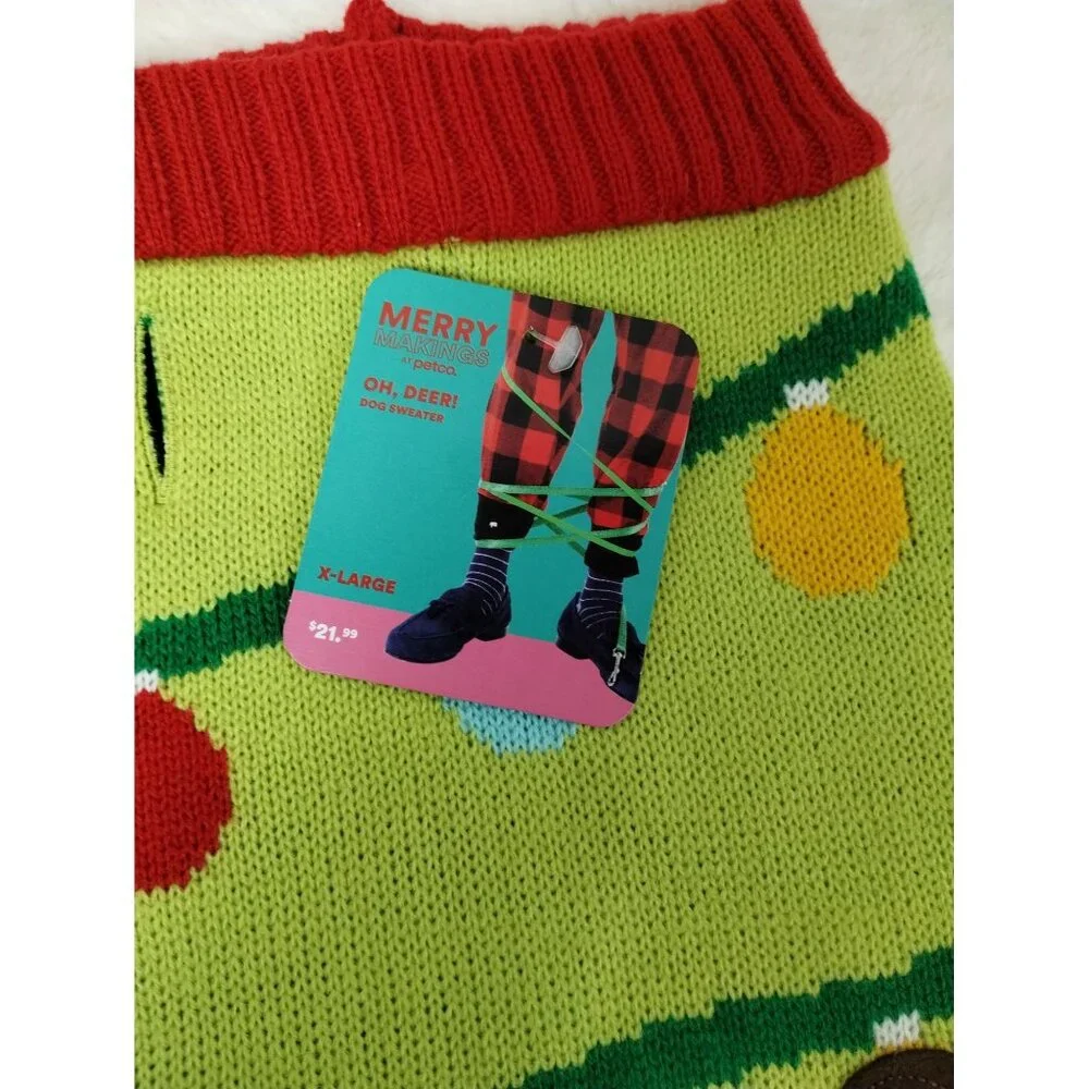 Merry Makings Dog XL 20 to 24 inches Oh Deer Pet Sweater